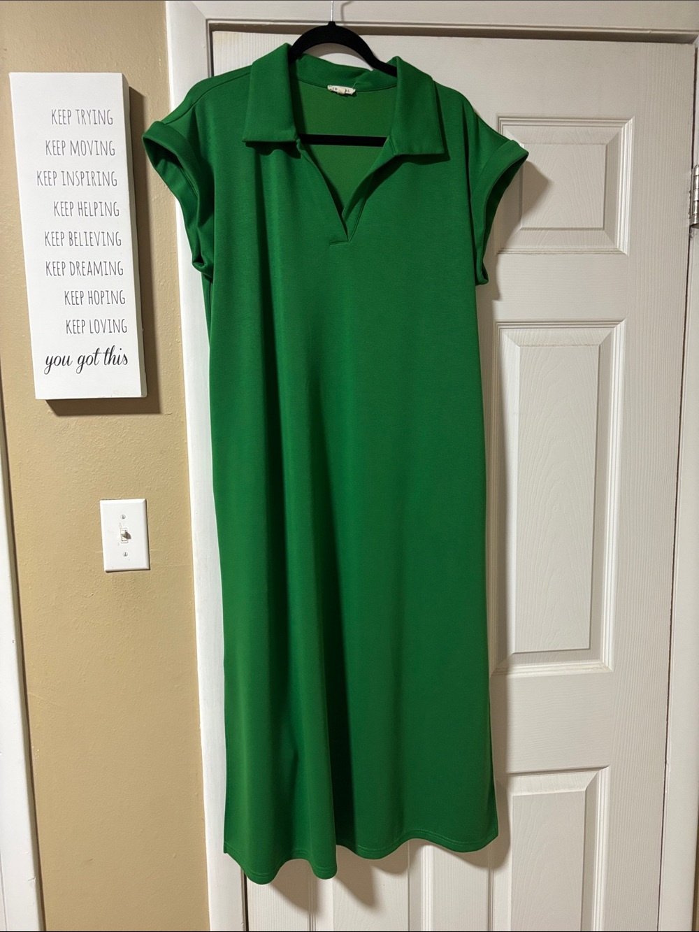 JODIFL Emerald Green Midi Polo Dress
